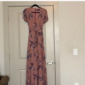 Lulu’s Maci Dress Mauve Blue Flowers Size M